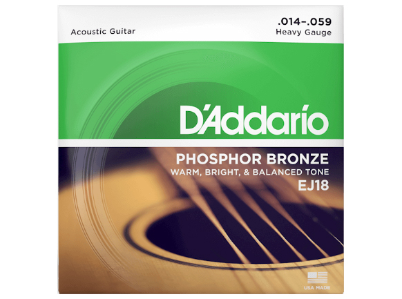 Struny kovové pro akustickou kytaru D'Addario  EJ18 Phosphor Bronze Heavy .014 - .059