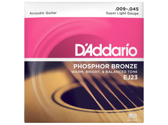 Struny kovové pro akustickou kytaru D'Addario  EJ23 Phosphor Bronze Super Light .009 - .045